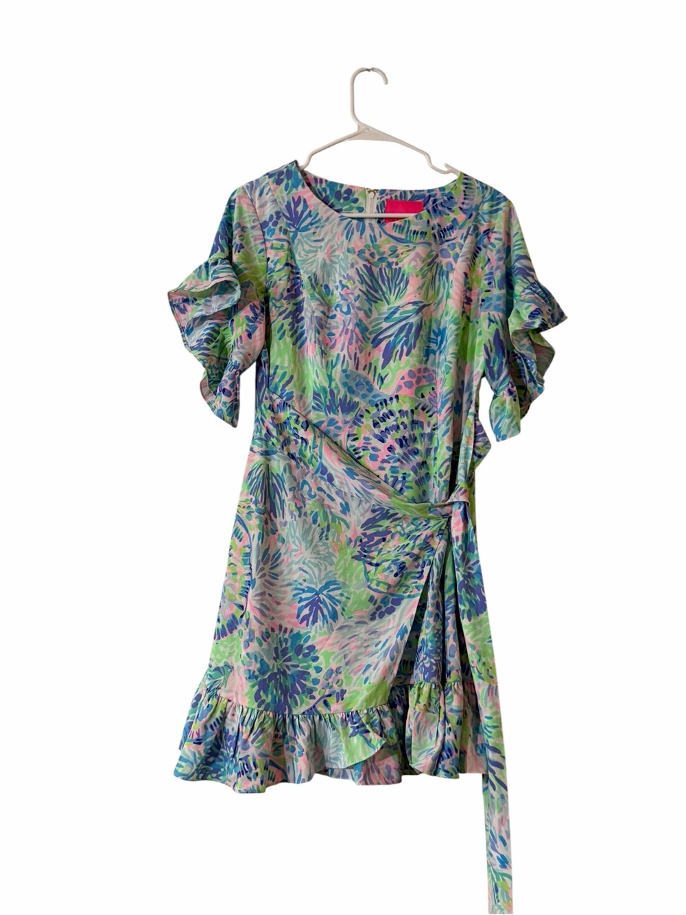 Lilly Pulitzer Darlah Dress Shell of a Party Print Size 6 Ruffle Wrap Mini Multi - Picture 4 of 8